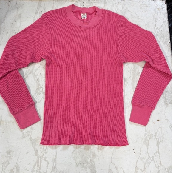 Fruit of the Loom Other - Fruit of the Loom Thermal Shirt Mens Large Pink Good Vintage 70s Waffle Knit